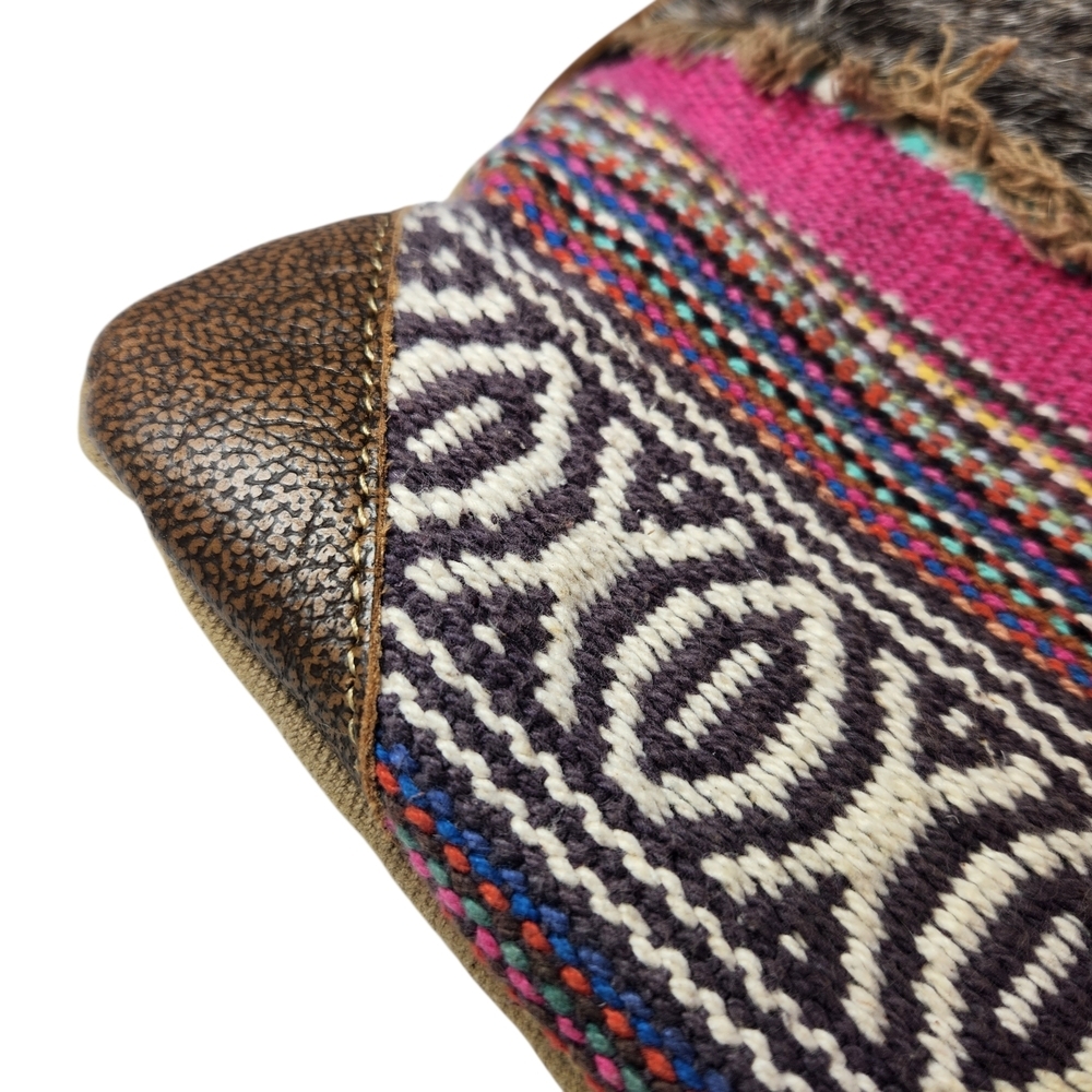Myra Bag Crossbody Upcycled Canvas Genuine Cowhide Hair Patchwork Boho Leather - Picture 9 of 15